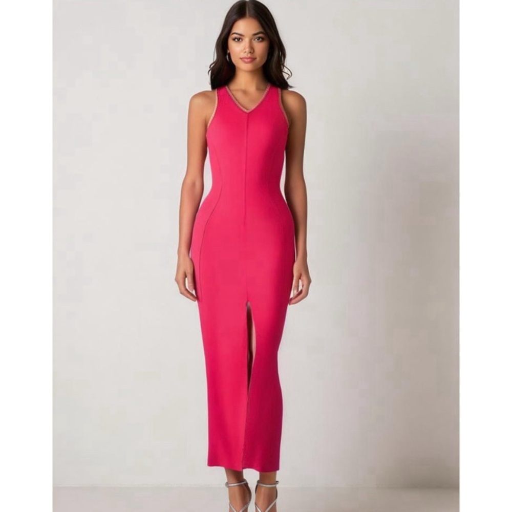 Caroline Constas Pink Midi Dress